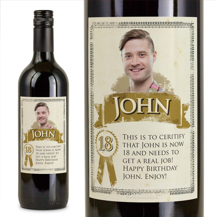 (image for) 18th Birthday Present Personalised Birthday Wine - Click Image to Close